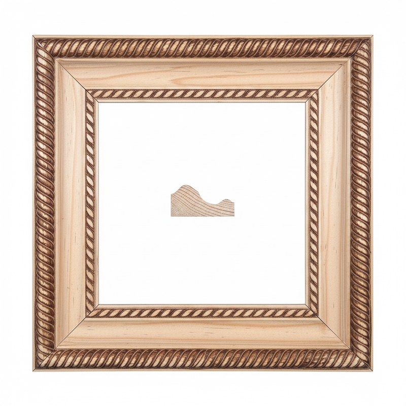 7035 baja - CARAMELO MACIZO Moldura de Madera de Pino de Primera, Linea Decorativa, Tipo Plana, de 35mm de espesor x 070mm de ancho. con Textura, sin Acabado.