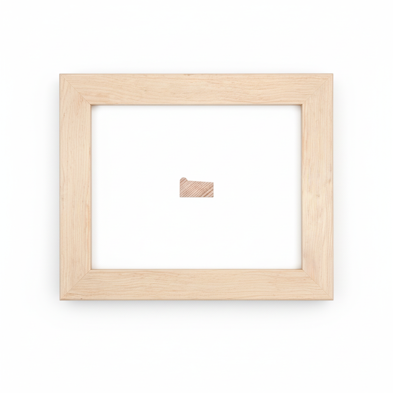 Bastidor Oleo - 19 x 32 Moldura de Madera de Pino de Primera, Linea Decorativa, Tipo Plana, de 19mm de espesor x 032mm de ancho. sin Textura, sin Acabado.