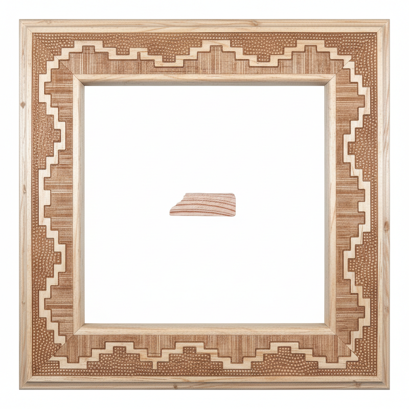 Gomez Piramide/Inca Moldura de Madera de Pino de Primera, Linea Decorativa, Tipo Plana, de 20mm de espesor x 057mm de ancho. con Textura, sin Acabado.