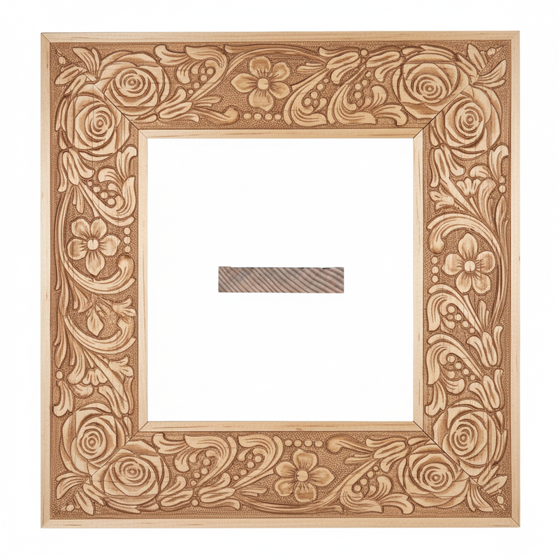 Guadalupano sin caja Moldura de Madera de Pino de Primera, Linea Decorativa, Tipo Plana, de 20mm de espesor x 095mm de ancho. con Textura, sin Acabado.