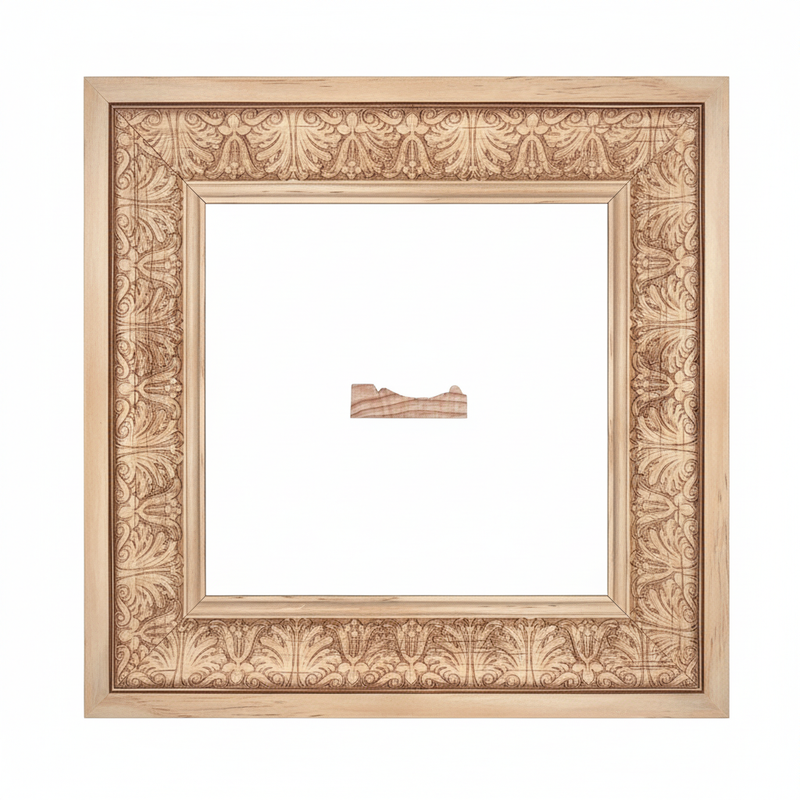 Italiano Moldura de Madera de Pino de Primera, Linea Decorativa, Tipo Plana, de 20mm de espesor x 070mm de ancho. con Textura, sin Acabado.