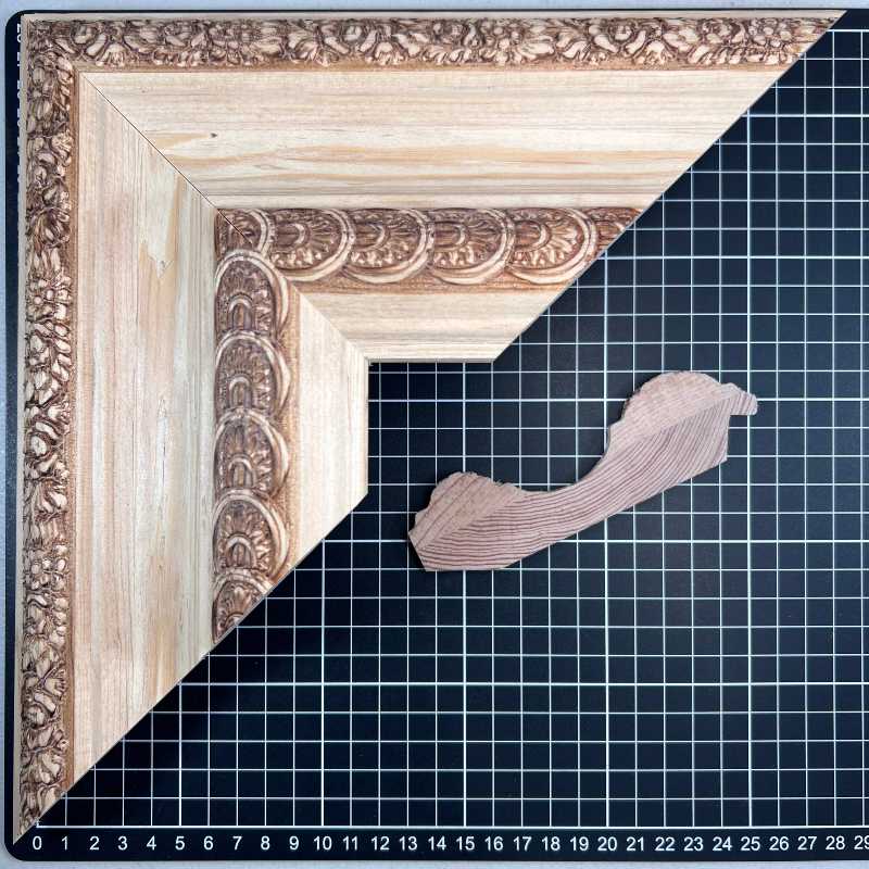 737 Moldura de Madera de Pino de Primera, Linea para Marco, Tipo Faldon, de 38mm de espesor x 130mm de ancho. sin Textura, sin Acabado.