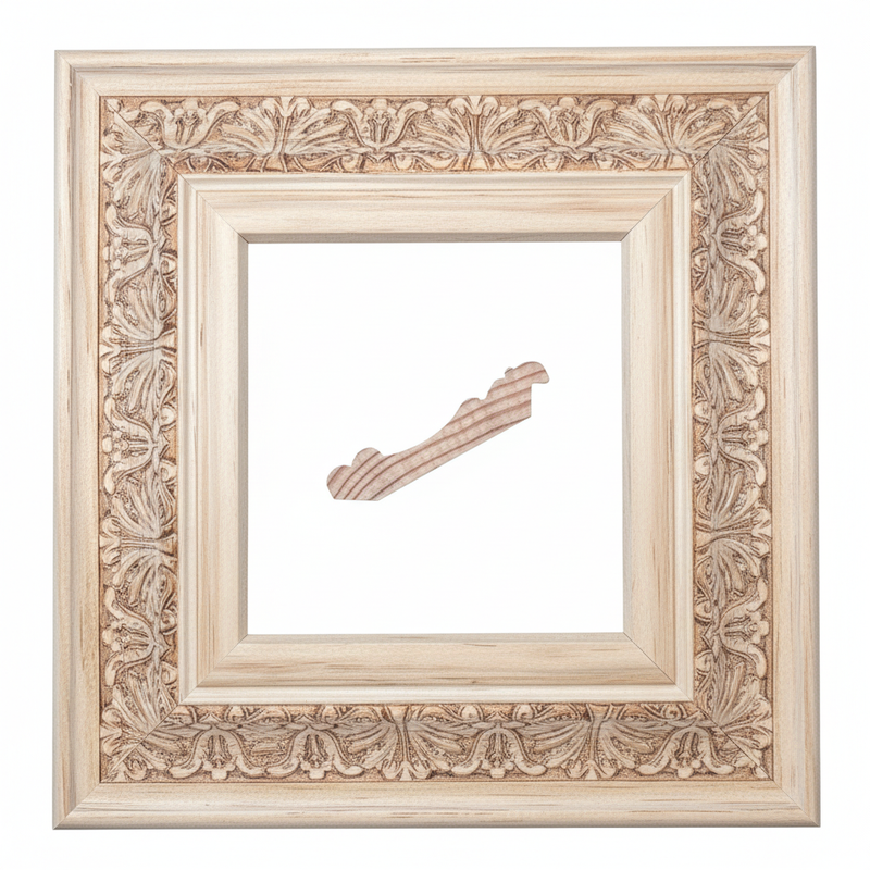 882 - ZARZAL Moldura de Madera de Pino de Primera, Linea para Marco, Tipo Faldon, de 20mm de espesor x 093mm de ancho. con Textura, sin Acabado.