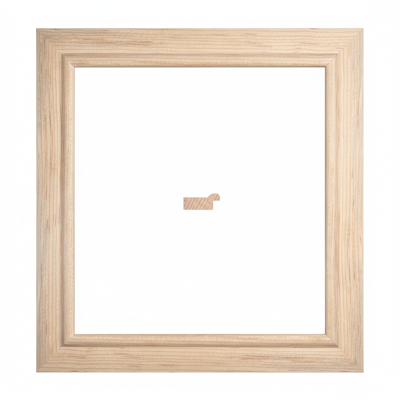 282 - 33 Martin Moldura de Madera de Pino de Primera, Linea para Marco, Tipo Plana, de 15mm de espesor x 033mm de ancho. sin Textura, sin Acabado.