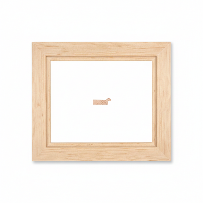 282 Moldura de Madera de Pino de Primera, Linea para Marco, Tipo Plana, de 15mm de espesor x 040mm de ancho. sin Textura, sin Acabado.