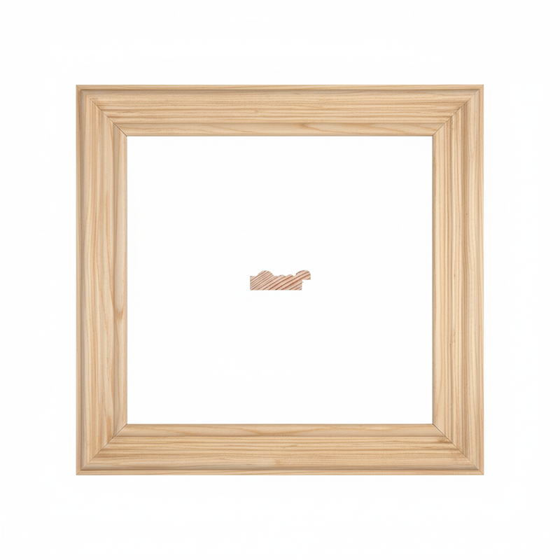 211 Moldura de Madera de Pino de Primera, Linea para Marco, Tipo Plana, de 14mm de espesor x 043mm de ancho. sin Textura, sin Acabado.