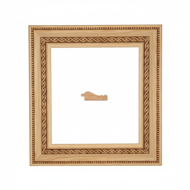 36 - EGIPCIA Moldura de Madera de Pino de Primera, Linea para Marco, Tipo Plana, de 20mm de espesor x 055mm de ancho. con Textura, sin Acabado.