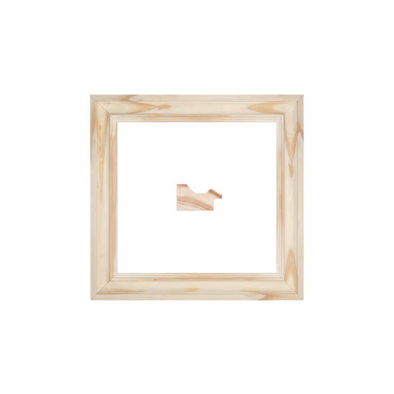 435 - M Moldura de Madera de Pino de Primera, Linea para Marco, Tipo Plana, de 20mm de espesor x 035mm de ancho. sin Textura, sin Acabado.