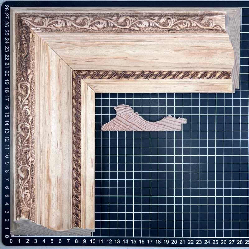 515 - Ramas Moldura de Madera de Pino de Primera, Linea para Marco, Tipo Plana, de 35mm de espesor x 105mm de ancho. con Textura, sin Acabado.