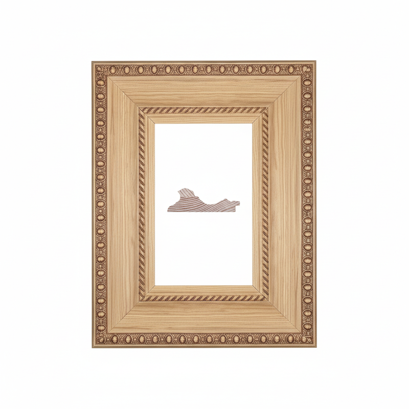 515 - Medallones Moldura de Madera de Pino de Primera, Linea para Marco, Tipo Plana, de 35mm de espesor x 105mm de ancho. con Textura, sin Acabado.