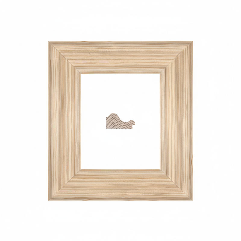 7035 baja Moldura de Madera de Pino de Primera, Linea para Marco, Tipo Plana, de 35mm de espesor x 070mm de ancho. sin Textura, sin Acabado.