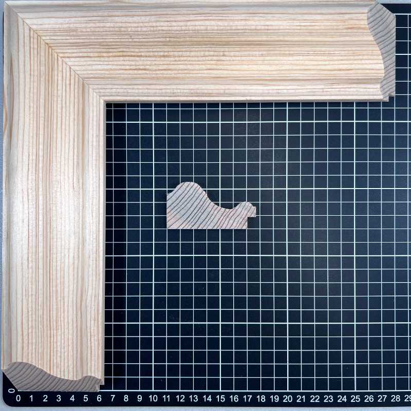 7035 baja Moldura de Madera de Pino de Primera, Linea para Marco, Tipo Plana, de 35mm de espesor x 070mm de ancho. sin Textura, sin Acabado.