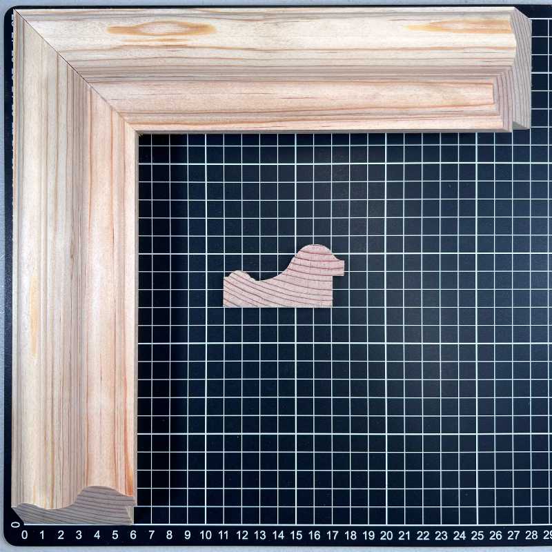 7035 alta Moldura de Madera de Pino de Primera, Linea para Marco, Tipo Plana, de 35mm de espesor x 070mm de ancho. sin Textura, sin Acabado.