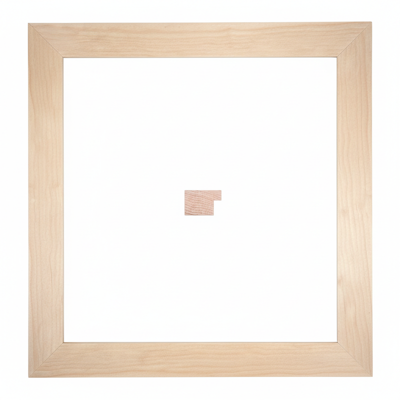 Bastidor - 20 x 30 - Boton Moldura de Madera de Pino de Primera, Linea para Marco, Tipo Plana, de 20mm de espesor x 030mm de ancho. con Textura, sin Acabado.