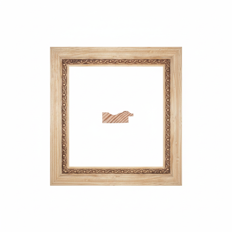 CLEOTILDE - G1 | Moldura de Madera de Pino de Primera, Linea para Marco, Tipo Plana, de 17mm de espesor x 040mm de ancho. con Textura, sin Acabado.