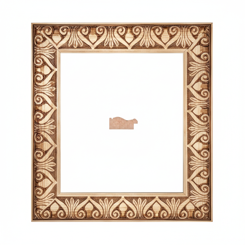 CORAZON - G1 | Moldura de Madera de Pino de Primera, Linea para Marco, Tipo Plana, de 20mm de espesor x 043mm de ancho. con Textura, sin Acabado.