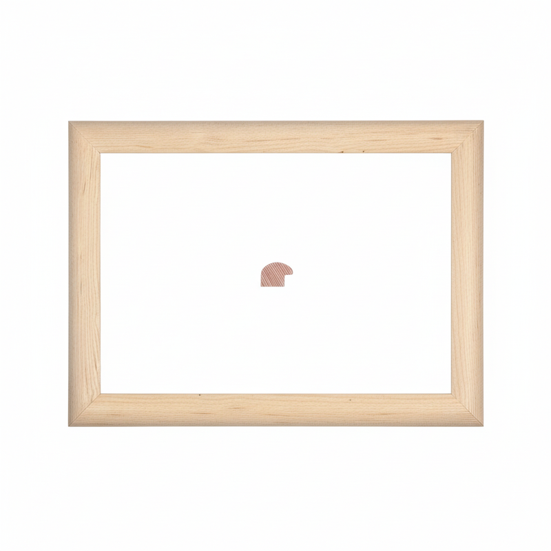 1/2 Caña - BOLA CHICA Moldura de Madera de Pino de Primera, Linea para Marco, Tipo Plana, de 19mm de espesor x 025mm de ancho. sin Textura, sin Acabado.