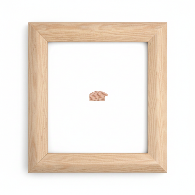 1/2 Caña - BOLA GRANDE Moldura de Madera de Pino de Primera, Linea para Marco, Tipo Plana, de 20mm de espesor x 038mm de ancho. sin Textura, sin Acabado.