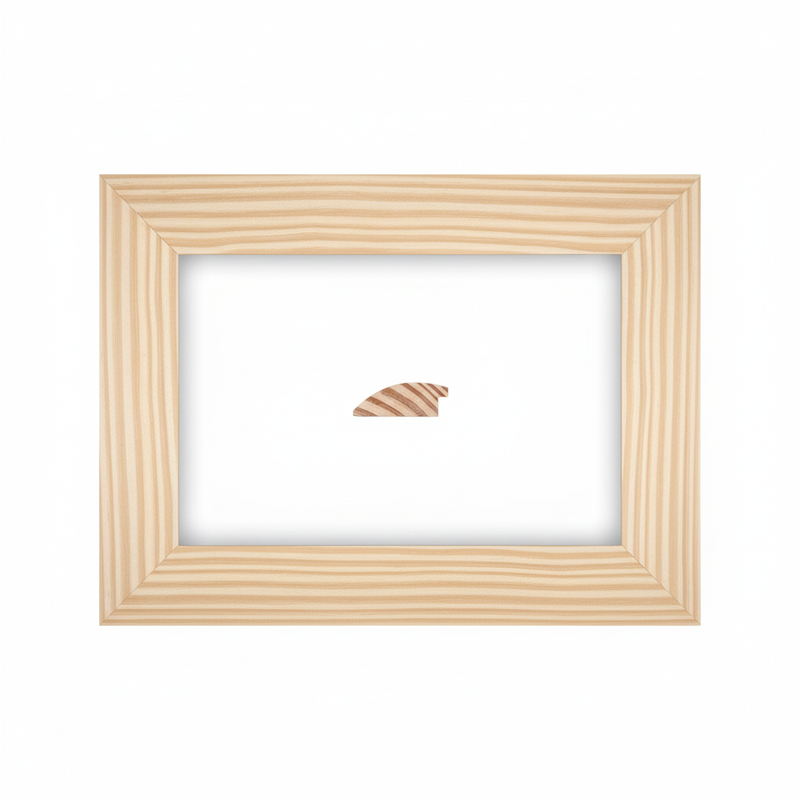 1/2 Caña - Baja 49 Moldura de Madera de Pino de Primera, Linea para Marco, Tipo Plana, de 19mm de espesor x 049mm de ancho. sin Textura, sin Acabado.