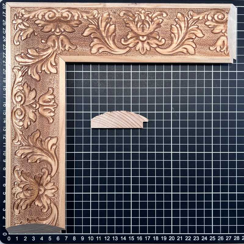 1/2 Caña - ROCO 22 1/2 caña G1 Moldura de Madera de Pino de Primera, Linea para Marco, Tipo Plana, de 22mm de espesor x 070mm de ancho. con Textura, sin Acabado.