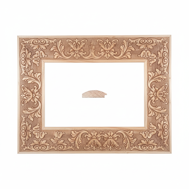 1/2 Caña - ROCO 22 1/2 caña G1 Moldura de Madera de Pino de Primera, Linea para Marco, Tipo Plana, de 22mm de espesor x 070mm de ancho. con Textura, sin Acabado.