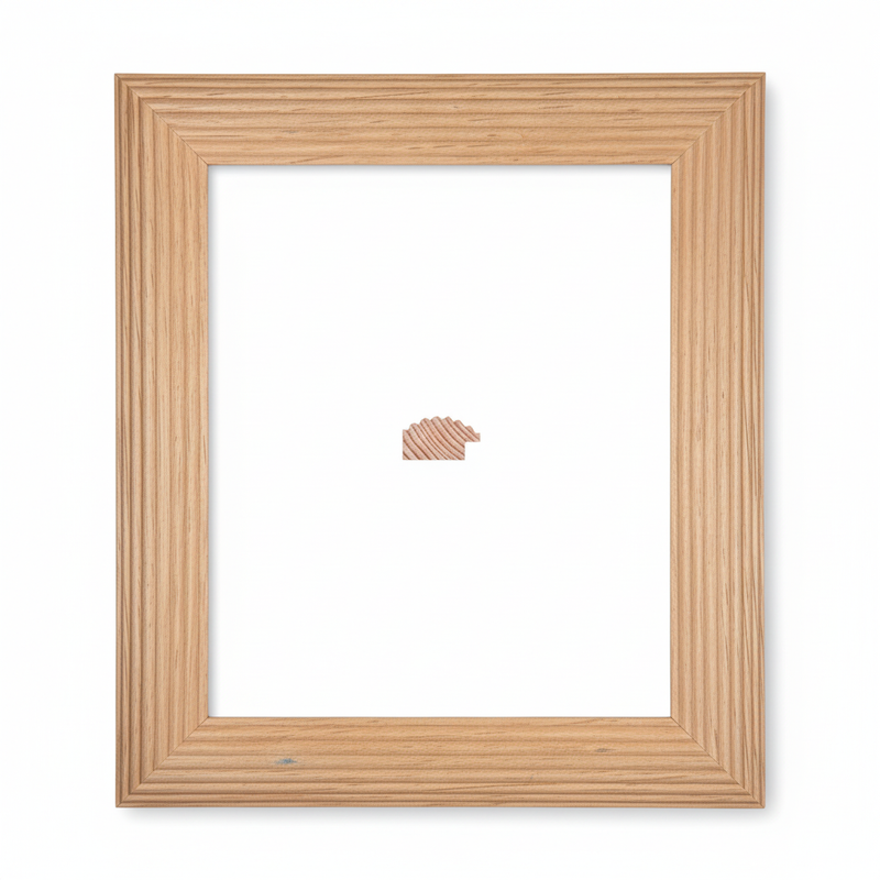 1/2 Caña - SUPER RAYADA gruesa Moldura de Madera de Pino de Primera, Linea para Marco, Tipo Plana, de 19mm de espesor x 034mm de ancho. con Textura, sin Acabado.