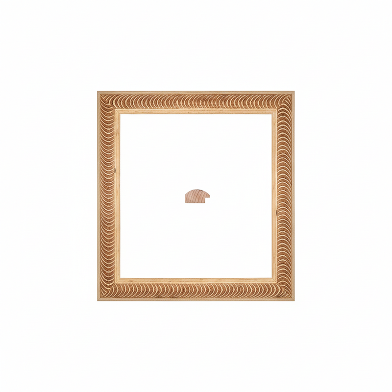 1/2 Caña - SUPER G3 Moldura de Madera de Pino de Primera, Linea para Marco, Tipo Plana, de 19mm de espesor x 034mm de ancho. con Textura, sin Acabado.