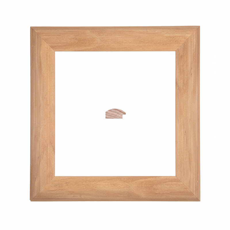 1/2 Caña - SUPER - 2 RAYADA fina Moldura de Madera de Pino de Primera, Linea para Marco, Tipo Plana, de 20mm de espesor x 044mm de ancho. con Textura, sin Acabado.