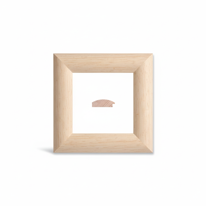 1/2 Caña - SUPER - 60 Moldura de Madera de Pino de Primera, Linea para Marco, Tipo Plana, de 20mm de espesor x 060mm de ancho. sin Textura, sin Acabado.