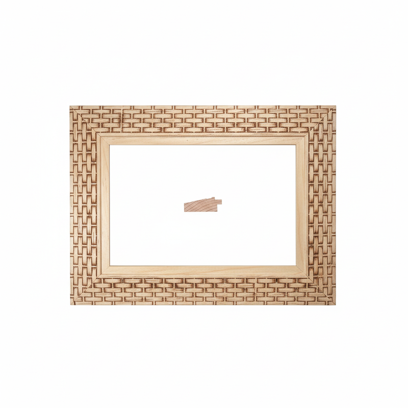 Chaflan Chico - PETATE Moldura de Madera de Pino de Primera, Linea para Marco, Tipo Plana, de 20mm de espesor x 053mm de ancho. con Textura, sin Acabado.