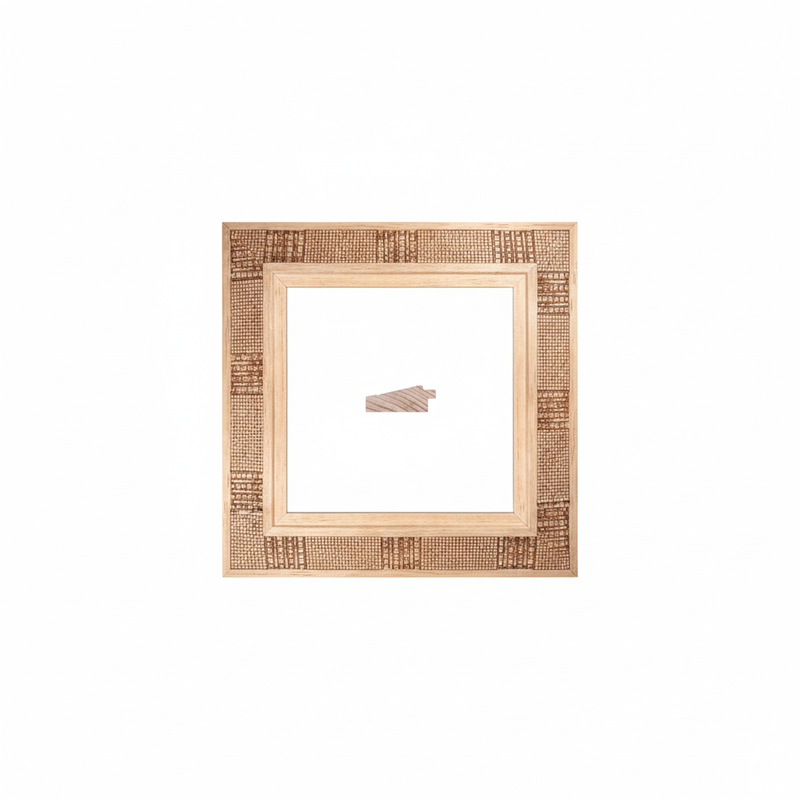 Chaflan Chico - MIXTO Moldura de Madera de Pino de Primera, Linea para Marco, Tipo Plana, de 20mm de espesor x 053mm de ancho. con Textura, sin Acabado.