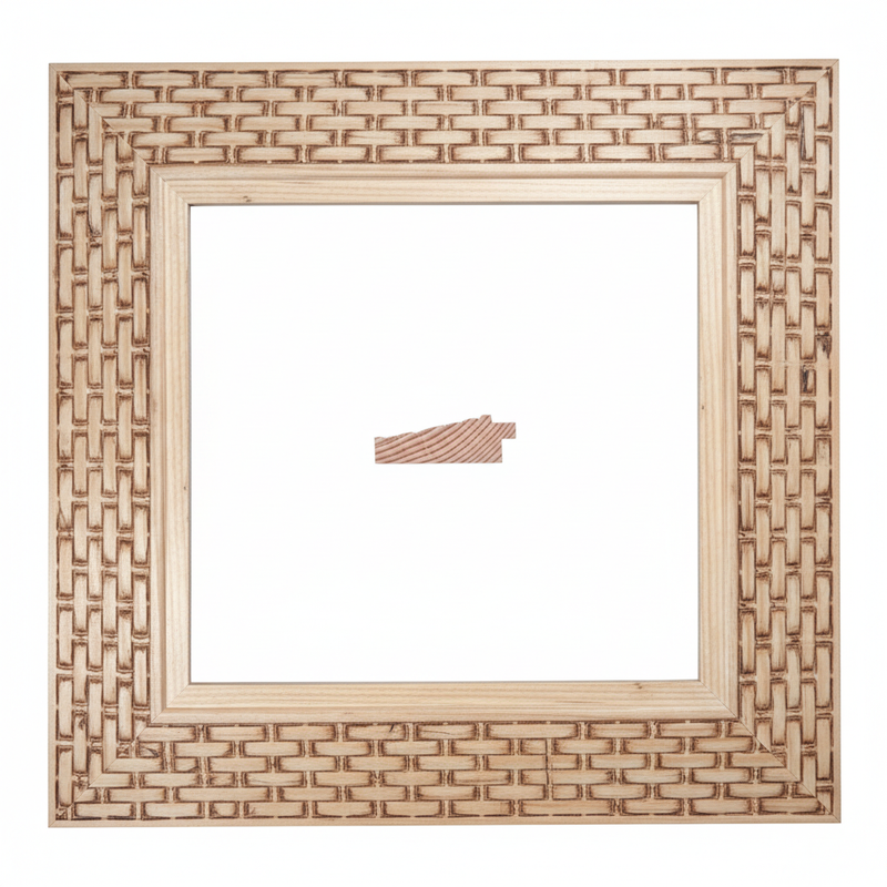 Chaflan - PETATE Moldura de Madera de Pino de Primera, Linea para Marco, Tipo Plana, de 20mm de espesor x 058mm de ancho. con Textura, sin Acabado.