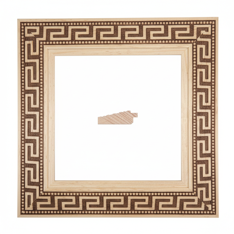 Chaflan - AZTECA Moldura de Madera de Pino de Primera, Linea para Marco, Tipo Plana, de 20mm de espesor x 058mm de ancho. con Textura, sin Acabado.