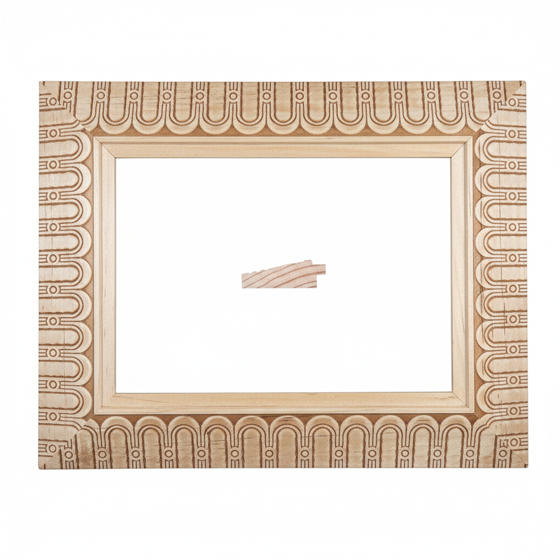 Chaflan - ARCOS Moldura de Madera de Pino de Primera, Linea para Marco, Tipo Plana, de 20mm de espesor x 058mm de ancho. con Textura, sin Acabado.