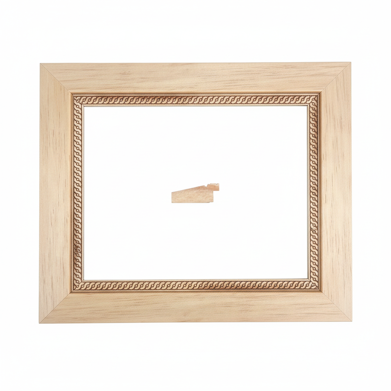 Chaflan Continuo - 50 - CADENA Moldura de Madera de Pino de Primera, Linea para Marco, Tipo Plana, de 20mm de espesor x 050mm de ancho. con Textura, sin Acabado.