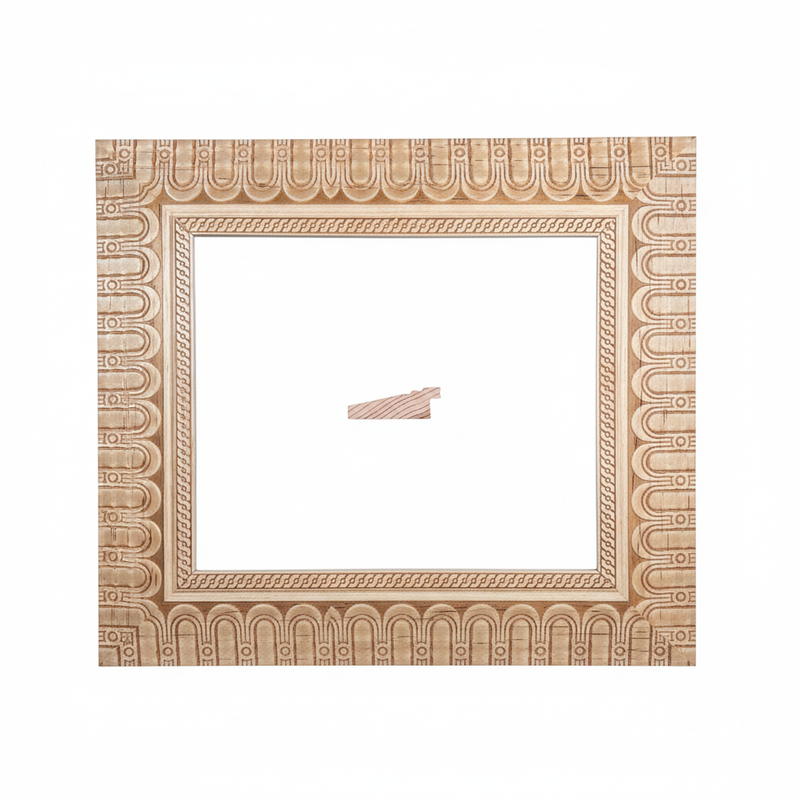 Chaflan Continuo - 60 - ARCOS Moldura de Madera de Pino de Primera, Linea para Marco, Tipo Plana, de 20mm de espesor x 060mm de ancho. con Textura, sin Acabado.