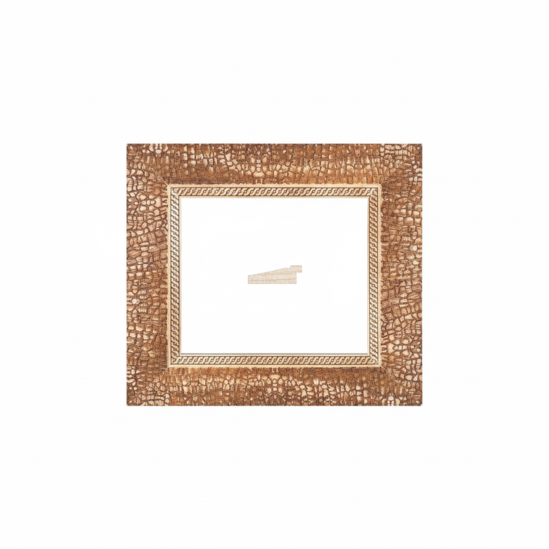 Chaflan Continuo - 60 - EMPEDRADO Moldura de Madera de Pino de Primera, Linea para Marco, Tipo Plana, de 20mm de espesor x 060mm de ancho. con Textura, sin Acabado.