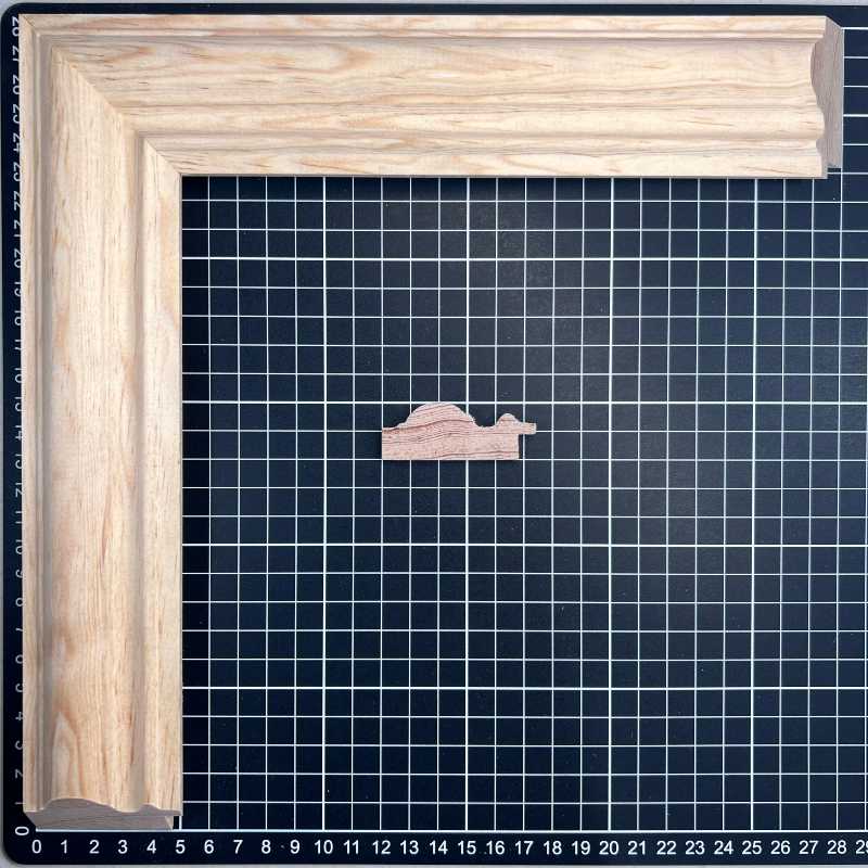 Cordon 54 Moldura de Madera de Pino de Primera, Linea para Marco, Tipo Plana, de 20mm de espesor x 054mm de ancho. sin Textura, sin Acabado.