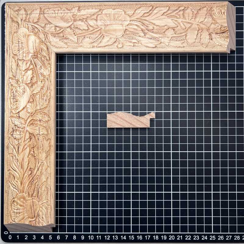 DOÑA FLOR G1 Moldura de Madera de Pino de Primera, Linea para Marco, Tipo Plana, de 20mm de espesor x 060mm de ancho. con Textura, sin Acabado.