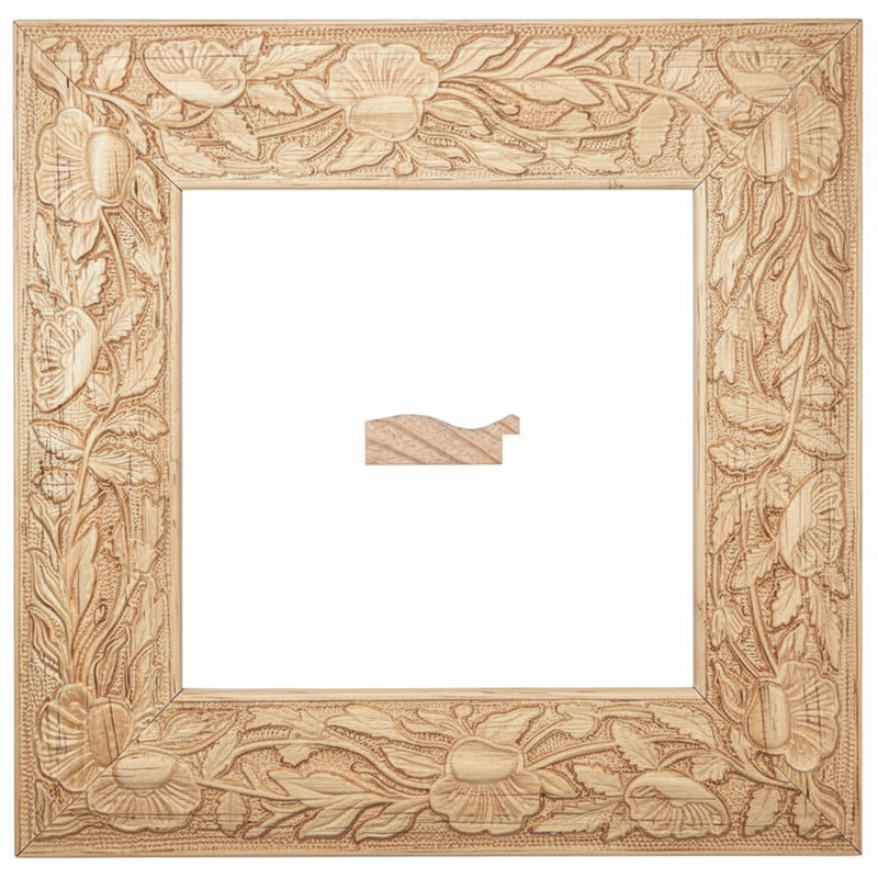 DOÑA FLOR G1 Moldura de Madera de Pino de Primera, Linea para Marco, Tipo Plana, de 20mm de espesor x 060mm de ancho. con Textura, sin Acabado.