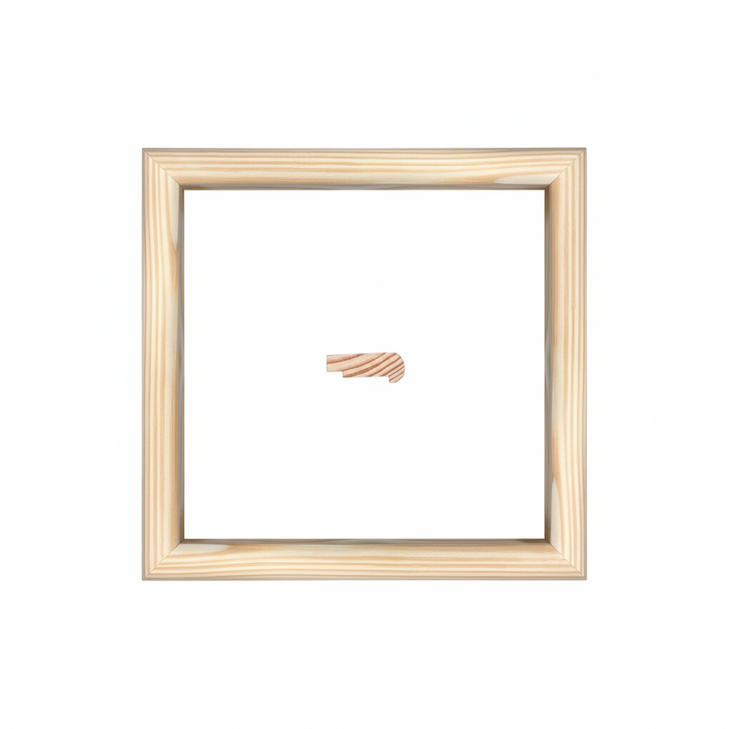 Doble Fondo - 1/2 Caña - 2 - 50 x 20 Moldura de Madera de Pino de Primera, Linea para Marco, Tipo Plana, de 20mm de espesor x 050mm de ancho. sin Textura, sin Acabado.