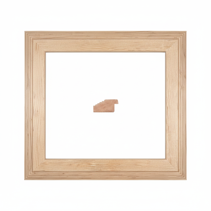 Escalonada Moldura de Madera de Pino de Primera, Linea para Marco, Tipo Plana, de 20mm de espesor x 040mm de ancho. sin Textura, sin Acabado.