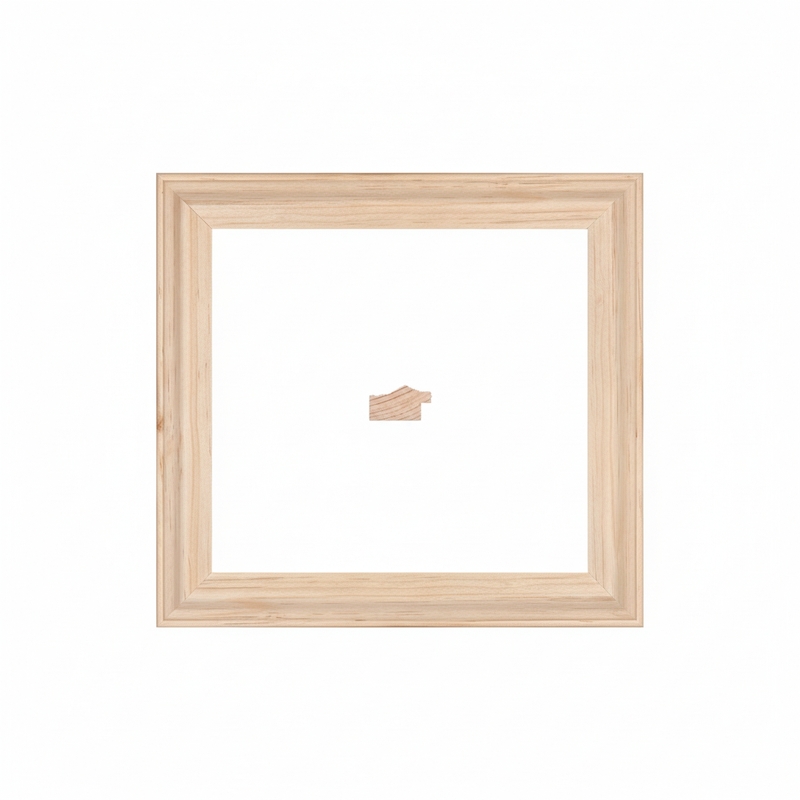 JOTA Moldura de Madera de Pino de Primera, Linea para Marco, Tipo Plana, de 19mm de espesor x 037mm de ancho. sin Textura, sin Acabado.