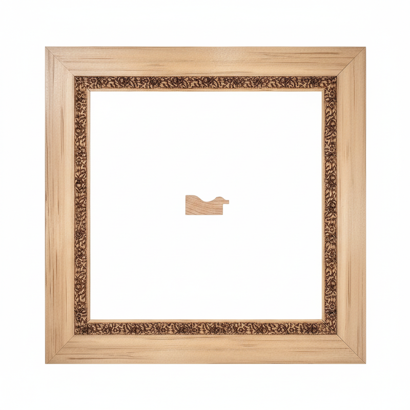 MARIA ROSAS - G1 Moldura de Madera de Pino de Primera, Linea para Marco, Tipo Plana, de 20mm de espesor x 044mm de ancho. con Textura, sin Acabado.