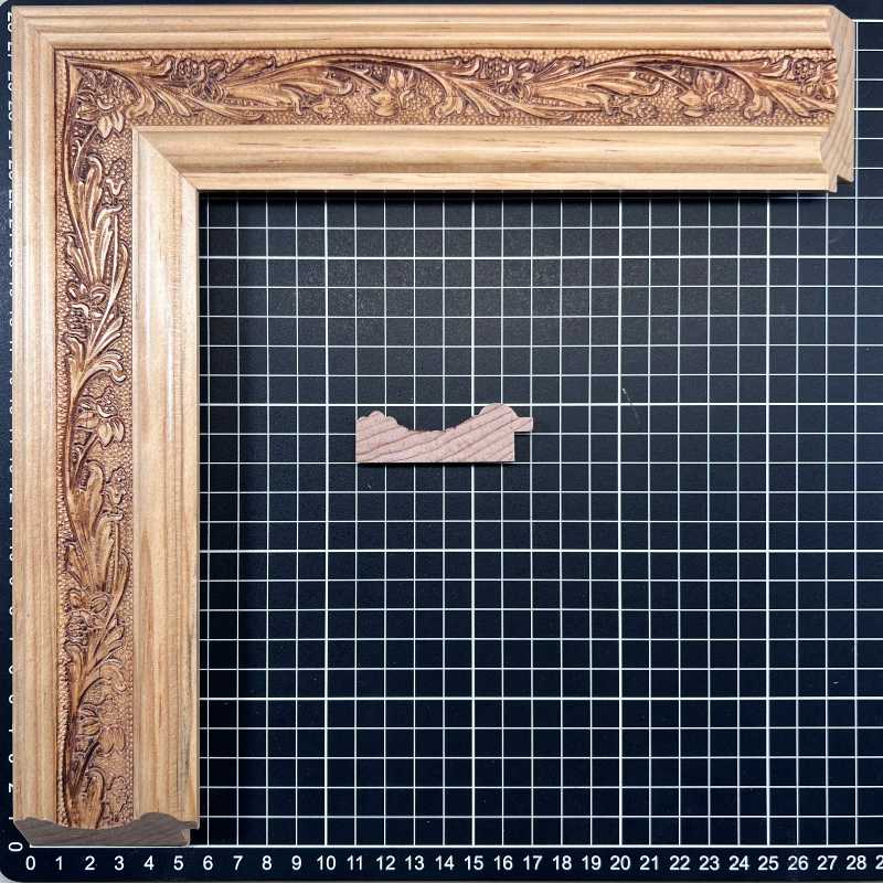 MIA G1 Moldura de Madera de Pino de Primera, Linea para Marco, Tipo Plana, de 20mm de espesor x 060mm de ancho. con Textura, sin Acabado.