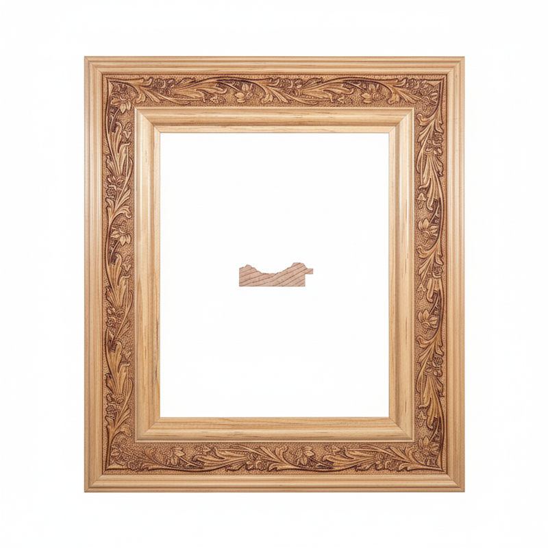 MIA G1 Moldura de Madera de Pino de Primera, Linea para Marco, Tipo Plana, de 20mm de espesor x 060mm de ancho. con Textura, sin Acabado.