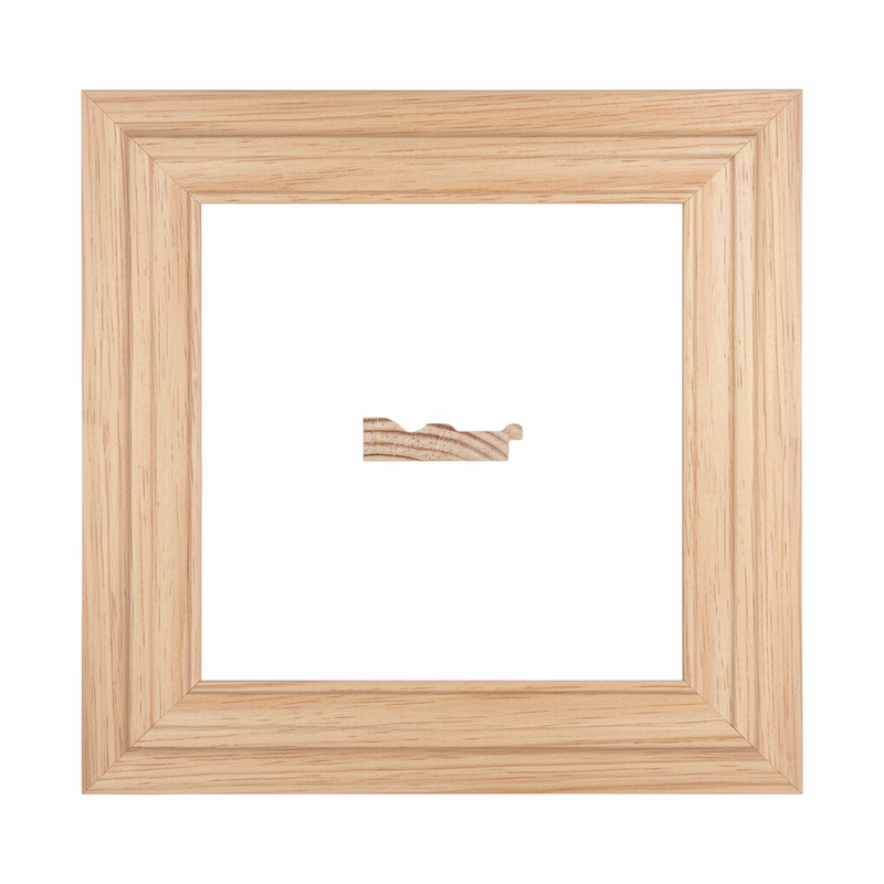 MA. LUISA DOBLE Moldura de Madera de Pino de Primera, Linea para Marco, Tipo Plana, de 20mm de espesor x 072mm de ancho. sin Textura, sin Acabado.