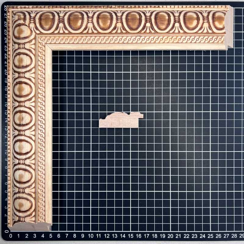 MEDALLONES Moldura de Madera de Pino de Primera, Linea para Marco, Tipo Plana, de 20mm de espesor x 055mm de ancho. con Textura, sin Acabado.