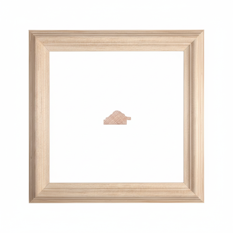 PIRAMIDE - 2 Moldura de Madera de Pino de Primera, Linea para Marco, Tipo Plana, de 20mm de espesor x 039mm de ancho. sin Textura, sin Acabado.