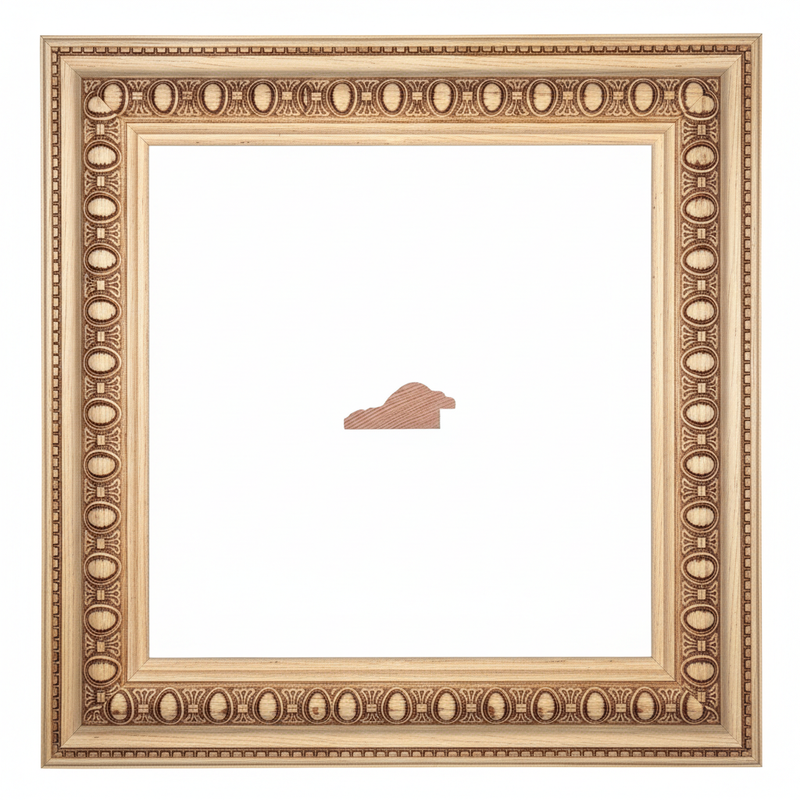 PANCHITO - G1 Moldura de Madera de Pino de Primera, Linea para Marco, Tipo Plana, de 20mm de espesor x 046mm de ancho. con Textura, sin Acabado.